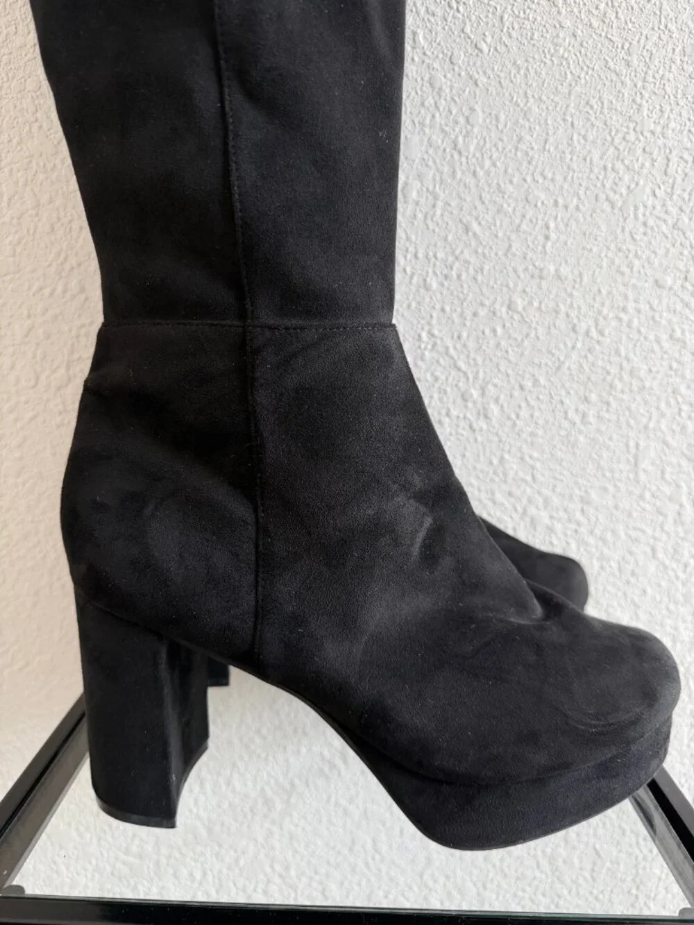 Torrid Black Faux Suede Over the Knee Heel Boot - Size 11WW